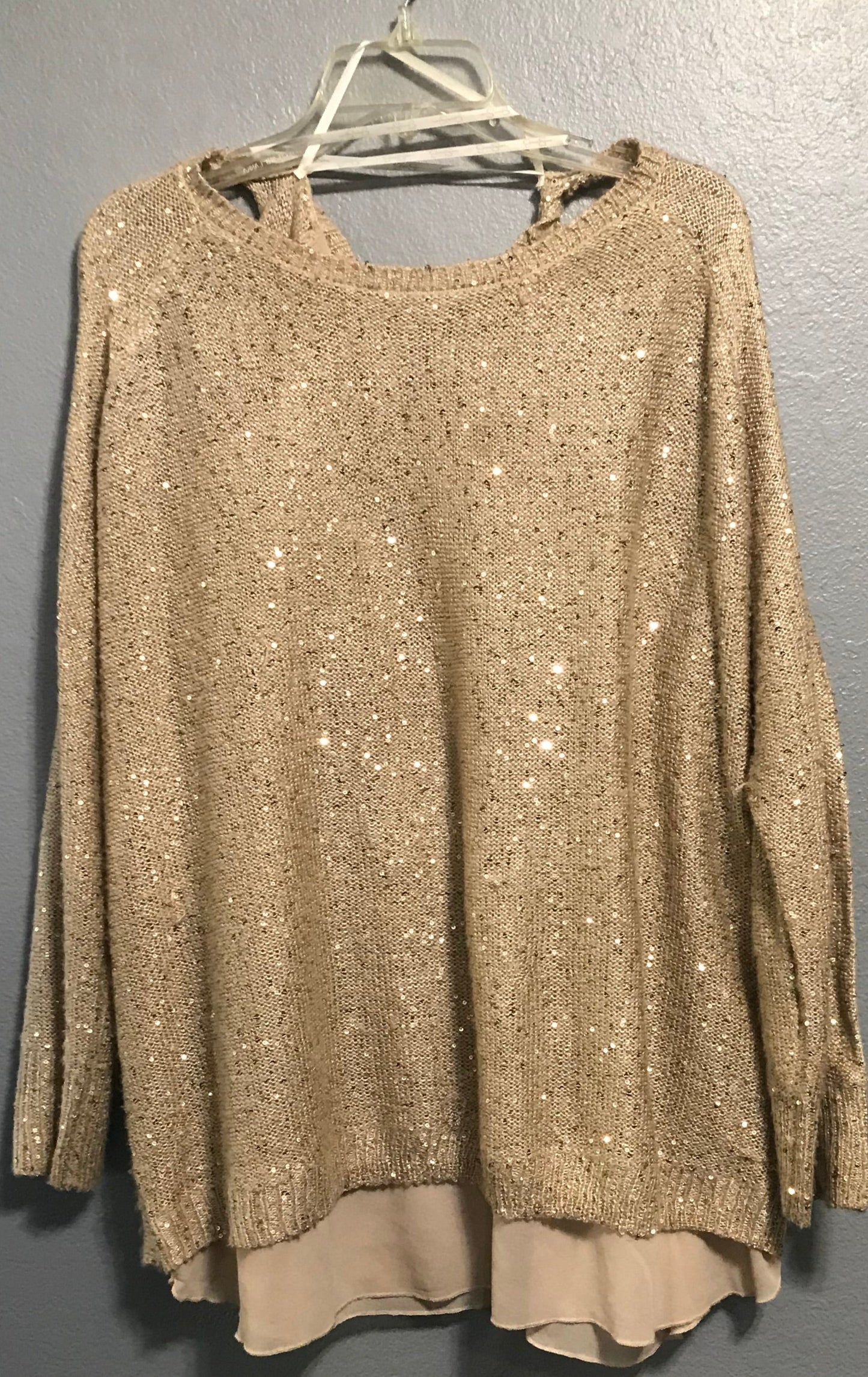 Women's Gold Sparkle Back out Sweater size 2x