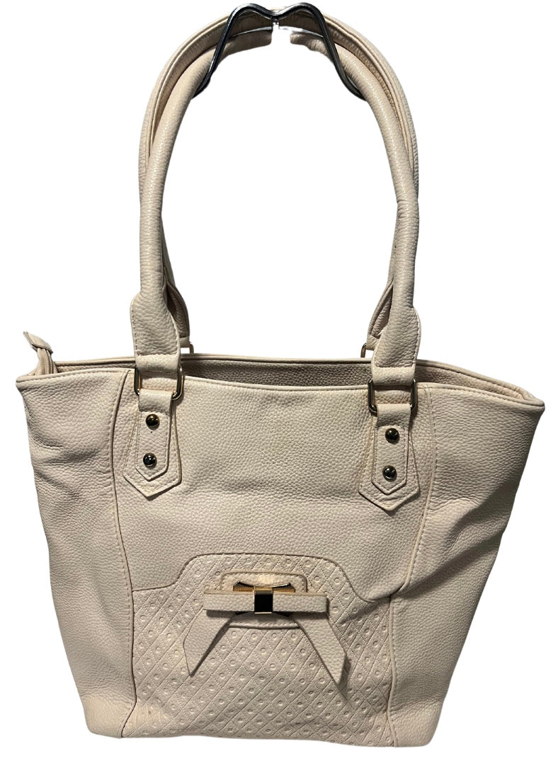 Cream sweetheart Bow Pleather Handbag