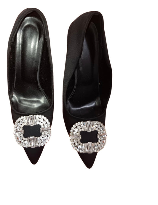 Women's 8M Black Rhinestone 2.5 Inch Stilettos