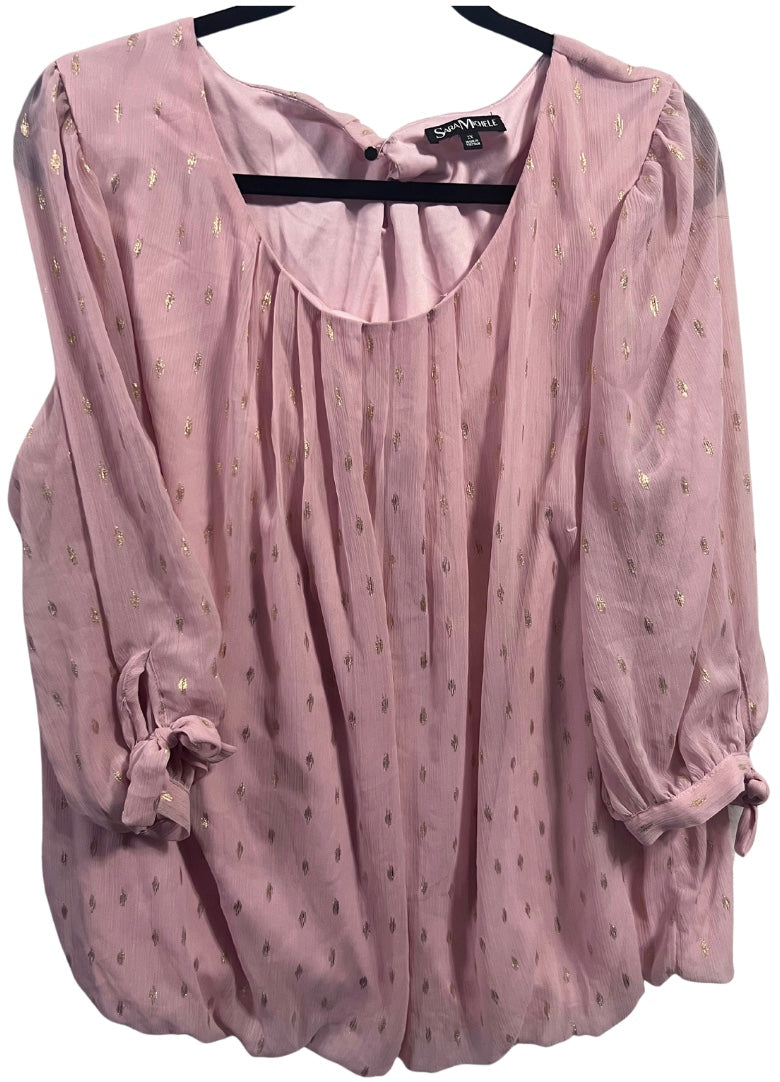 Pink & Gold Polka Dot Long Sleeve Shirt 2X