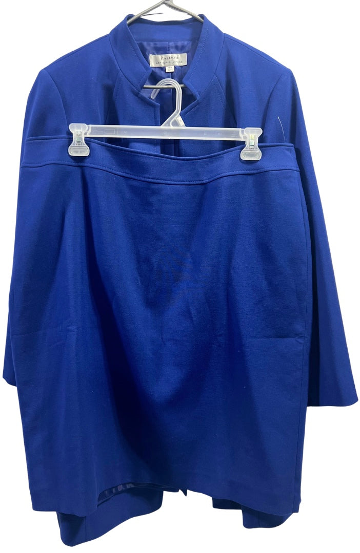 Long Sleeve Women's Blue Skirt  Suit