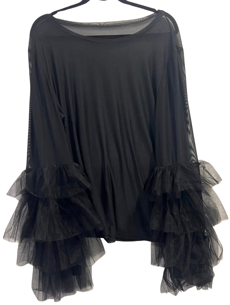 Black Long Sleeve Ruffle Women's Top 2x