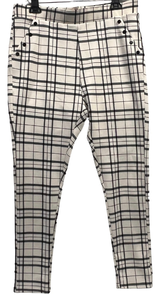 Women's Black/White Plaid Striped Pants Size 2X